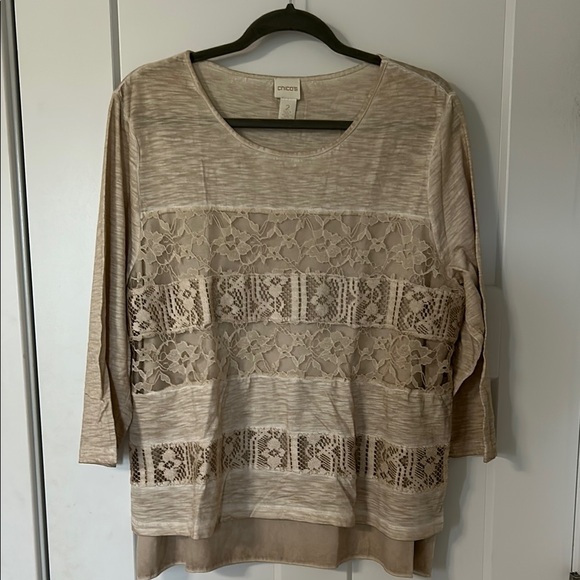 Chico's Tops - Chico's Beige Lace Detail Women's Top
